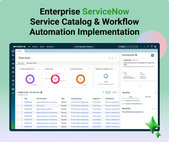 Implemented an enterprise-wide ServiceNow solution to digitalize service request management and automate workflows across multiple departments including IT, HR, Finance, Admin, and Facilities. The project focused on improving process efficiency, routing accuracy, and team collaboration through a scalable Service Catalog and workflow automation framework.