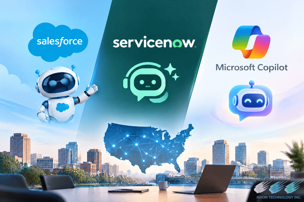 Comparison of Salesforce Agentforce, ServiceNow AI Agents and Microsoft Copilot as AI agent platforms for U.S. mid-size businesses
