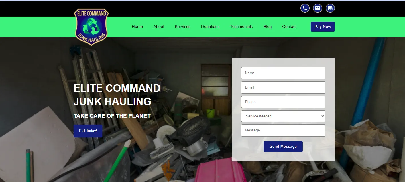 Elite Command Junk Hauling website